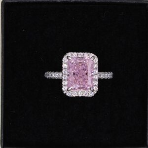 Radiant Ice Cut Pink 925 Sterling Silver Engagement Ring